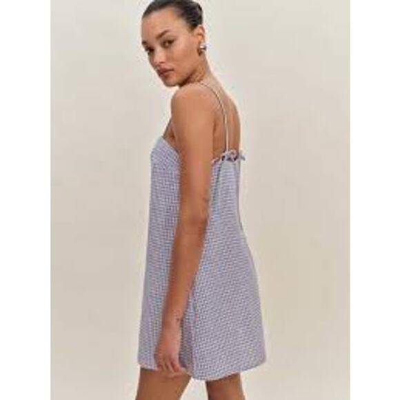 Reformation Dresses & Skirts - Reformation Aubree Linen Dress in a blue and white gingham print size small